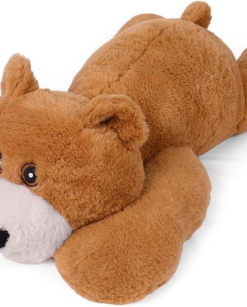 5 lb Weighted Animal Plush, 24in Brown Bear Plushie Toy Dolls Pillows (Bear)