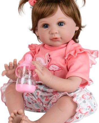 Reborn Baby Girl Doll,22 in Realistic Newborn Baby Dolls,Adorable Lifelike Babies,Weighted Reborn Toddler with Flamingo Toy Gifts Set for Kids 3 Year Old