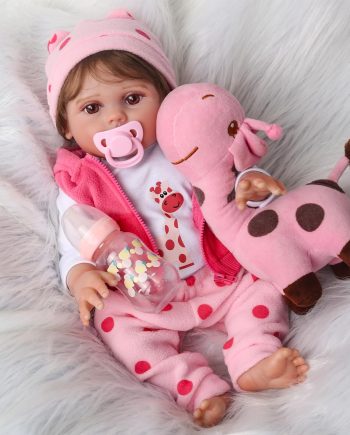 Reborn Baby Dolls Full Vinyl Body, 18 Inch Waterproof Lifelike Newborn Baby Girl Doll Lucy, Realistic Washable Baby Reborn Toddler Doll Gift Set for Kid Age 3+