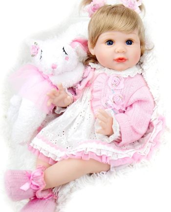 Lifelike Reborn Baby Dolls Girl - Realistic Newborn Girl Dolls Realistic Silicone Baby Dolls Girl Real Baby Doll Packaged with Bunny Toy Feeding Toy Accessories Gift Set for Kids Age 3+