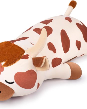 30'' Giant Spotted Highland Cow Plush Stuffed Animal-Cute Spotted Highland Cow Plush Body Pillow Plushies, Large Sleeping Cow Stuffed Animal Big Plushie Toy, Birthday Gifts for Kids Girls Boys