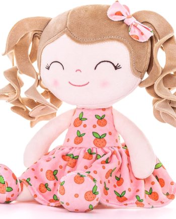 Doll Baby Dolls Soft Doll Baby Girl Gifts Curly Hair Plush Figures Orange Dress Spring Girl 12inches