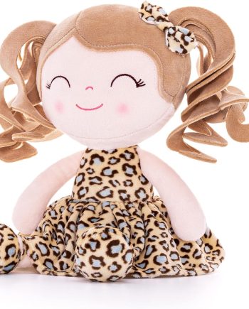 Baby Dolls Soft Snuggly First Baby Girl Gifts Plush Doll with Light Skin & Leopard Dress 12inches Animal Series